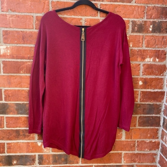 Soft Surroundings Meidum Margulies Marroon Exposed Zipper Back Long Sleeve Top - Picture 4 of 10